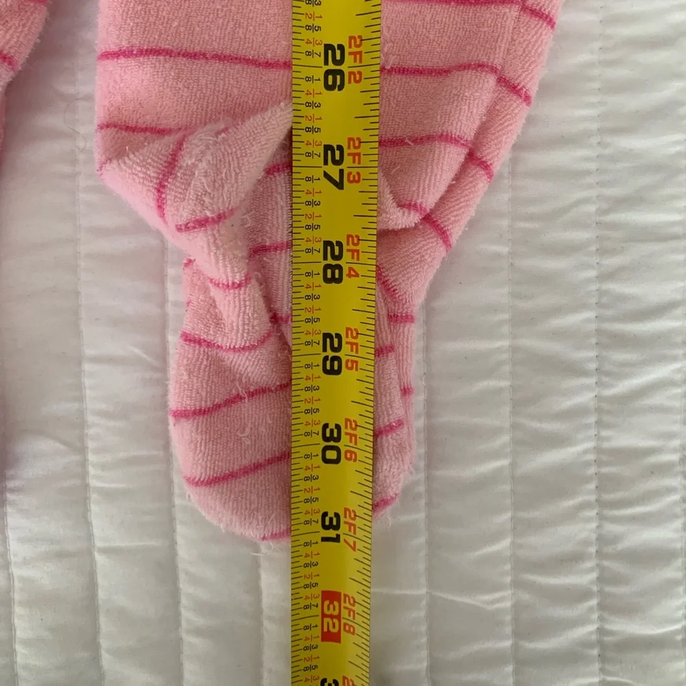 Vintage Oshkosh Baby Footed Sleeper Girls XXL 18M Pink Terry Cloth PJ Striped